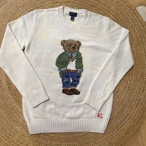 Polo by Ralph Lauren White Sweater with Bear Design（NWOT）